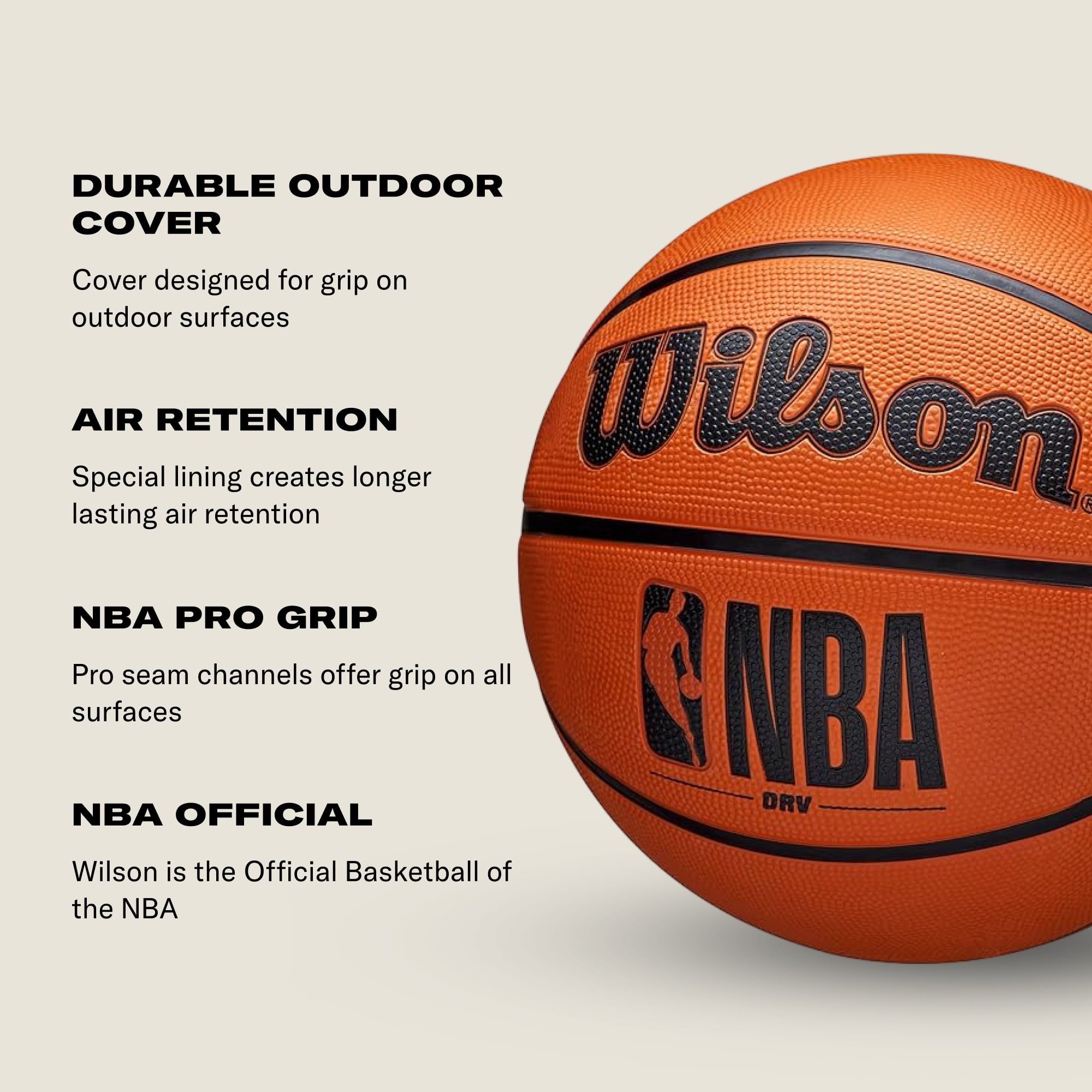 Wilson NBA DRV Outdoor Basketball - Brown, Size 6 - 28.5"