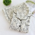 thumbnail image 6 of XIAONU Womens Floral Print Sleepwear Set Loose Short Sleeve Notched Collar Loungewear Set Breathable Minimalist Sleep Pajamas, 6 of 9