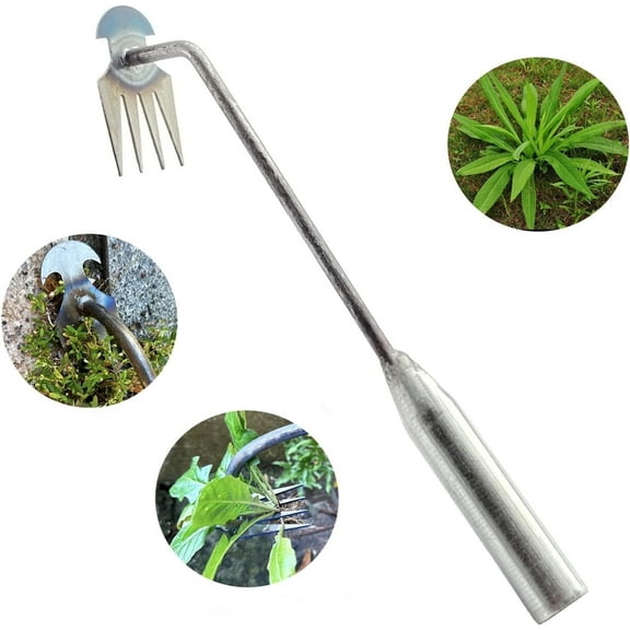 Weeding Artifacting Weeding Tool, NOGIS Weeder Puller Stand up, Manual Hand Weeder Tool for Garden with Handle, Multifunctional Weeder for Yard Farm Weed Removal (Iron-14inch)