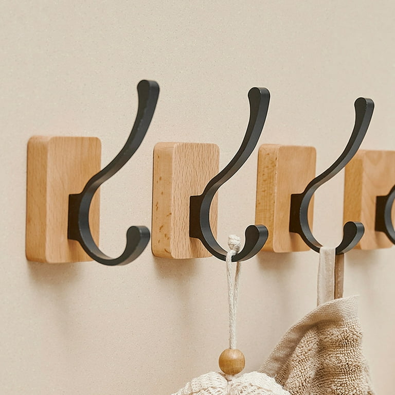TURDORIA 4-Pack Wood Wall Hooks for Hanging - Decorative Coat Hooks Wall  Mounted - Hooks for Hanging Coats, Towel Hooks - Wall Hooks for Hanging  Heavy