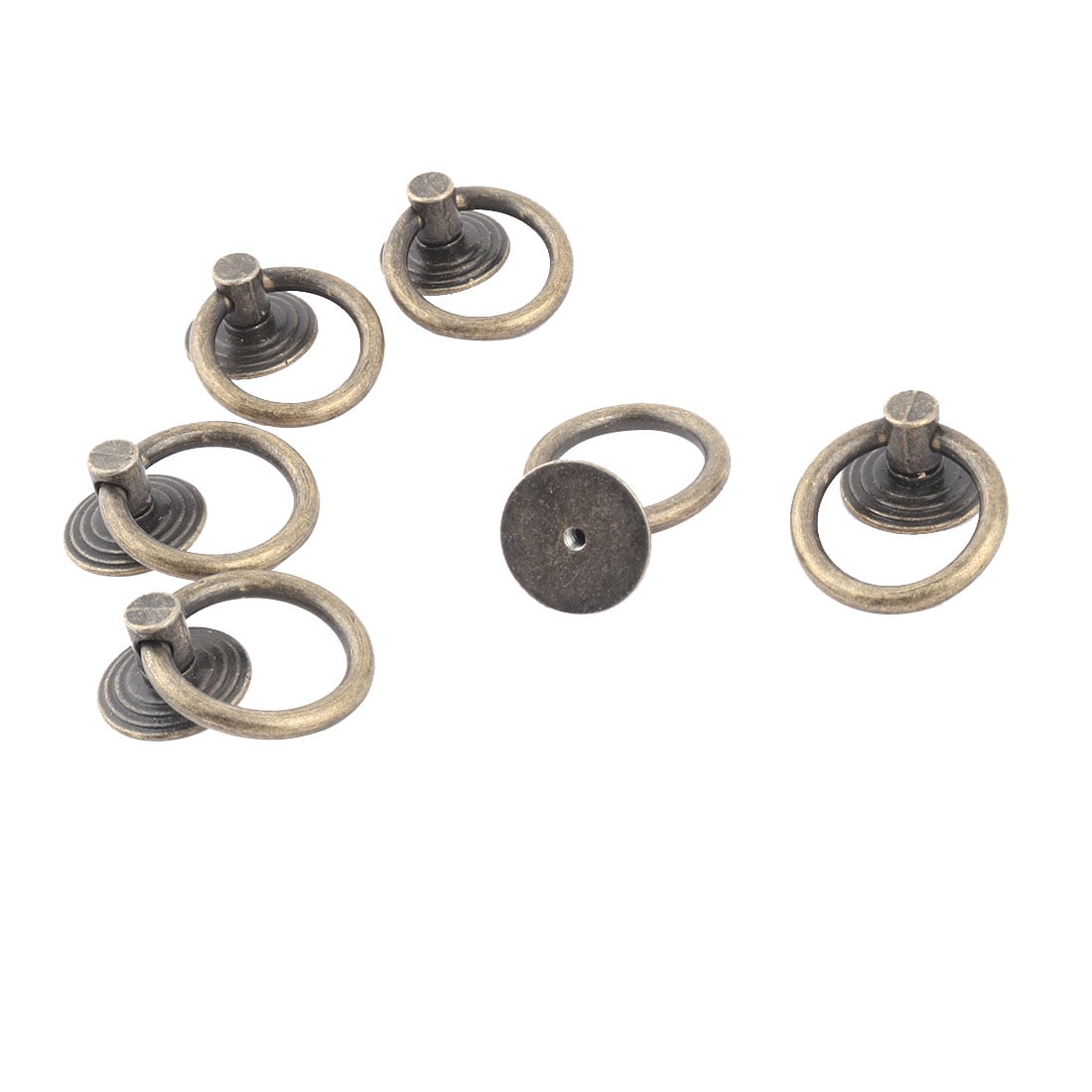Uxcell Home Office Household Bedroom Metal Drawer Cabinet Door Ring Pull Handle Bronze Tone 6 Pcs