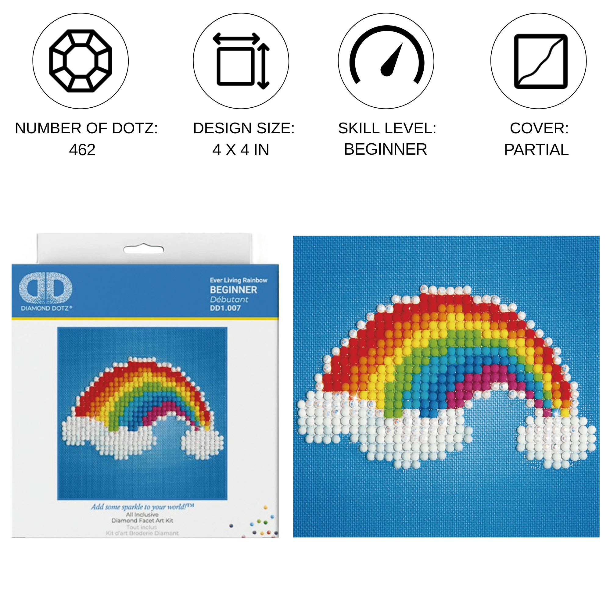 Diamond Dotz Ever Living Rainbow Nature Diamond Painting Kits for Adults - Diamond Art Kits a Relaxing Creative Craft Kit with Dotz Gems 4"x4"