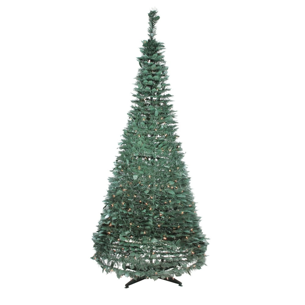 Northlight 6' Prelit Artificial Christmas Tree Slim Holly Leaf PopUp