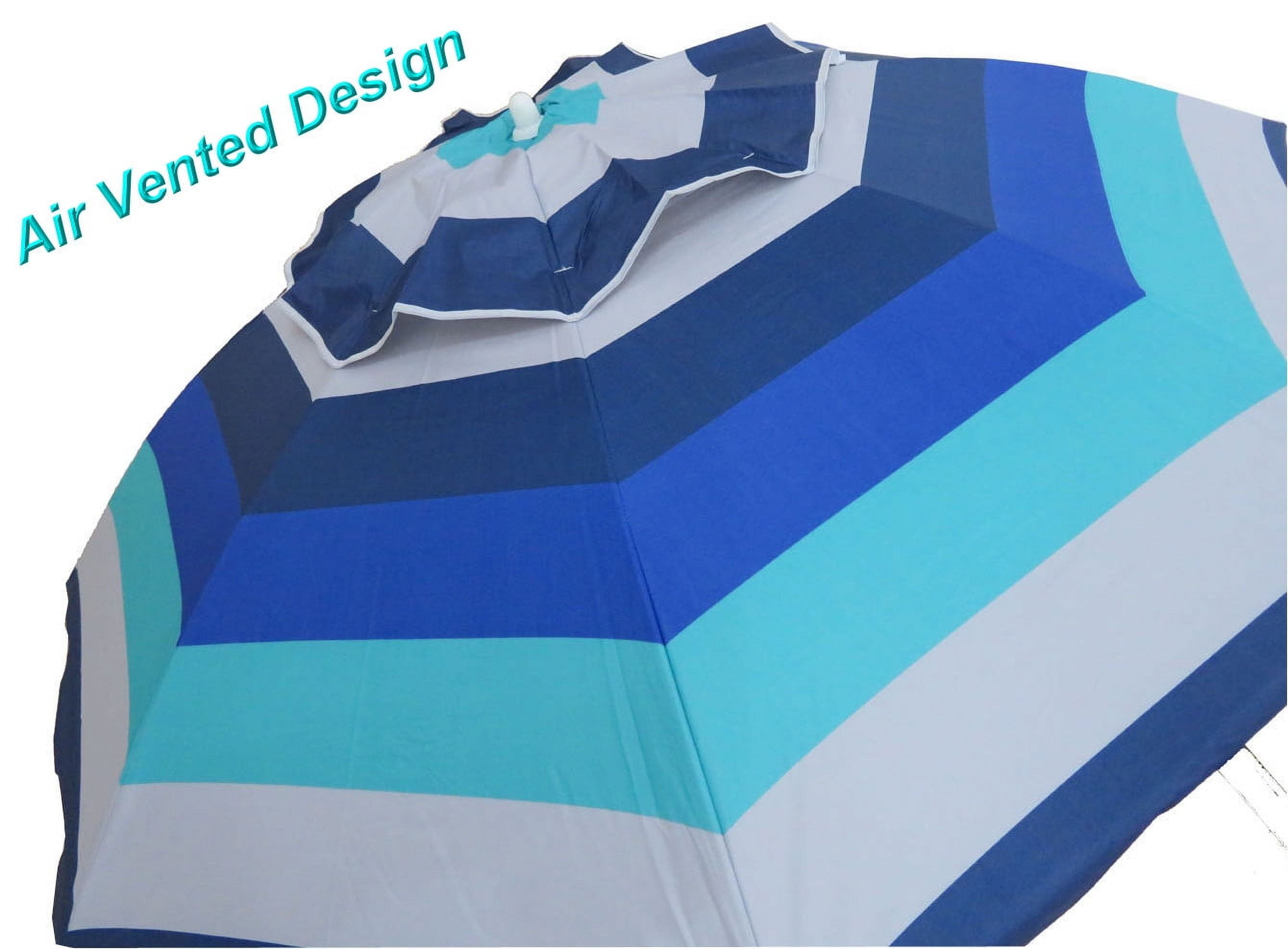 Mainstays 6' Blue Stripe Portable Beach Umbrella, UV Protection