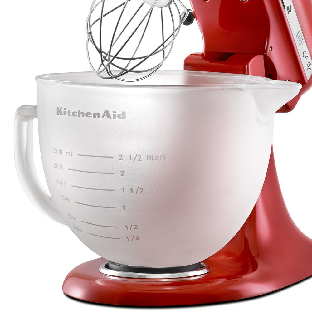 KitchenAid 12 Cup Frosted Glass Measure Tilt Head Mixer Bowl with Lid for 3  Qt