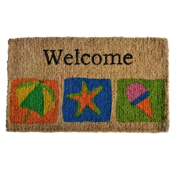 HomeRoots 555499 18 x 30 in. Brown Coir Star Welcome Outdoor Summer Door Mat