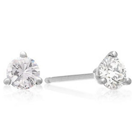 1 Carat Diamond Stud Earrings In Martini Setting 14 Karat White Gold