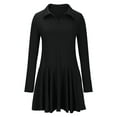 thumbnail image 5 of YHAJDS Women's Fall Winter Casual dress,Winter Long Sleeve Midi Dress Women's Dresses Long Sleeve Dress Solid Color Collared Dress with Ruffles High Waist Fleece Lined Casual Long Sleeve Dresses, 5 of 5