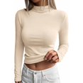 thumbnail image 6 of BTFBM Mock Tops for Women Fitted Long Sleeve Shirts Fall Fashion Clothing Thermal Layering Undershirts Going Out Outfits, 6 of 9