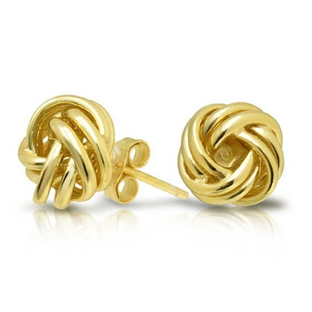 25 Gold Plated Twist Woven Twisted Rope Love Knot Stud Earrings For Women 14K Gold Plated 925 Sterling Silver ()