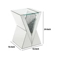 thumbnail image 5 of Noe 24 Inch Mirrored End Table V Pedestal Base Faux Diamond Silver - Saltoro Sherpi, 5 of 5
