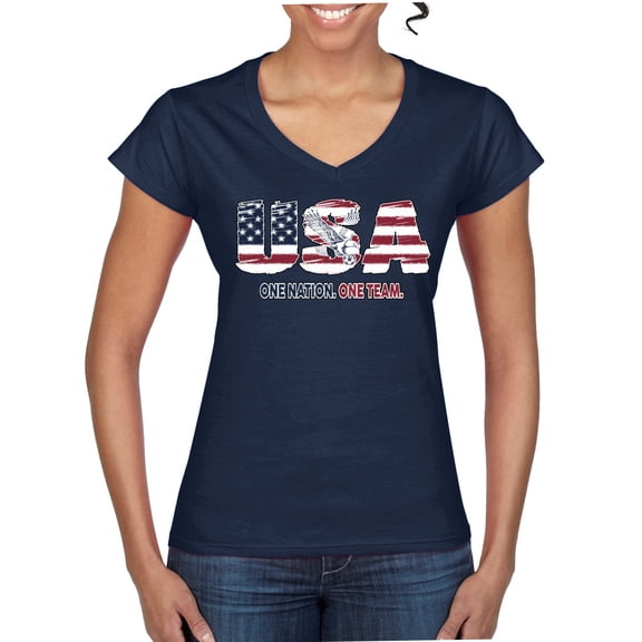 Wild Bobby USA Flag Pride One Nation One Team Eagle Soccer Graphic | Unisex Novelty T-Shirt | Soccer Football Fan Gift for Men Women Standard V-Neck Tee