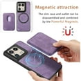 thumbnail image 3 of Magnetic Slim Fit Case for Motorola Edge 50 Ultra/Moto X50 Ultra with Detachable Credit Card Holder Slot, Scratch Resistant Ultra-Thin Case for Motorola Edge 50 Ultra. TCK-Retro Purple, 3 of 14