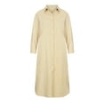 thumbnail image 4 of Women Shirt Dress Cotton Linen Long Sleeve Blouse Dress Button Down Shirt Lapel Dresses Solid Casual Loose Maxi Dress, 4 of 7