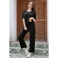 thumbnail image 3 of U2SKIIN Women Pajama Sets, Lightweight Nightwear Short Sleeve Sleepwear with Long Pants,(Black,L), 3 of 5