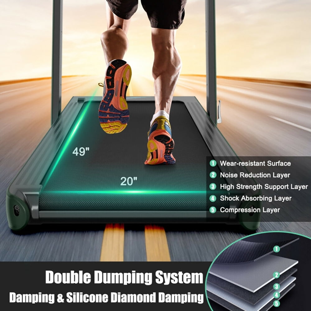 Spaco 4.75HP 2 In 1 Folding Treadmill with Remote APP Control-Green, Home Fitness Equipment for Walking & Running , Cardio Exercise Machine, Preset and Adjustable Programs