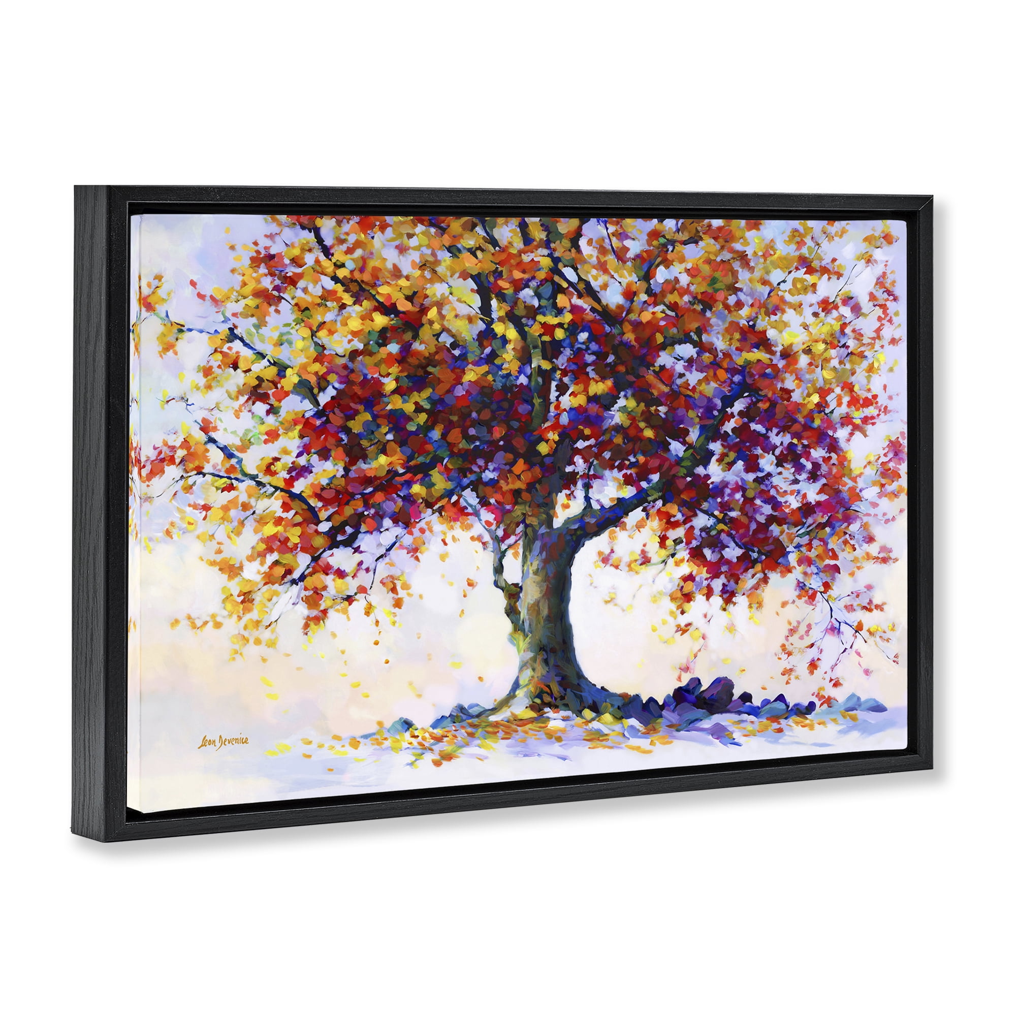 Stupell Industries Heartfelt Hues Tree Landscape & Nature Painting Black Floater Framed Canvas Art Print Wall Art, 31 x 21