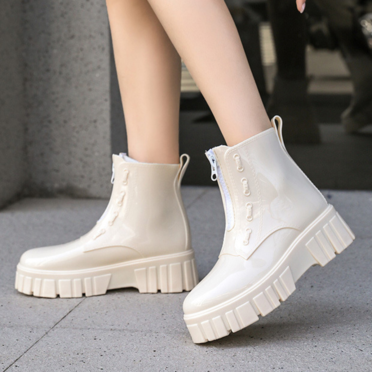 AUXDIQ Rain Shoes Women Mid-calf Boots Waterproof Rain Boots Outdoor Garden Shoes