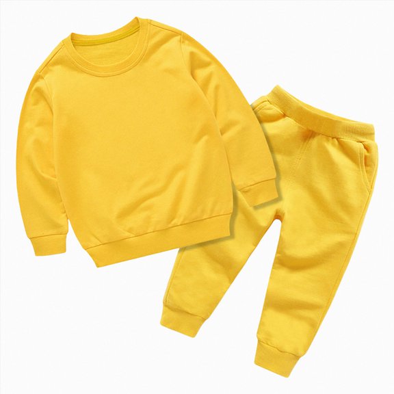 Toddler Boys Clothes Set Baby Kids Crewneck Long Sleeve Solid Sweatshirt Pullover Sweatpants Outfit 2 Piece Sets Kaprioy Baby Boy Clothes