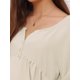 thumbnail image 5 of Blusa de maternidad Inspire Chic, tops alto-bajo, cuello en V, babydoll, botones, mangas largas, farol, plisado, fruncido, volantes, embarazo, XL, beige, 5 of 6