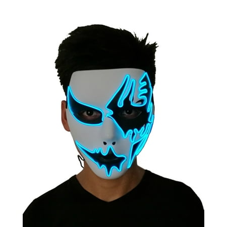 Halloween Mask,Scary Light Up EL Wire Mask Cosplay Costume Mask Full Face For Halloween Masquerade Christmas Party