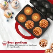 Holstein Housewares Non-Stick Cupcake Maker, Red - Makes 6 Full Size Cupcakes, Muffins, Cinnamon Buns - Birthdays, Holidays, and More, 800W