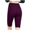 thumbnail image 4 of Tmtolofot Womens Sports Elastic Yoga Short Pants Biker Shorts Quick Dry Mid Waisted Shorts Tummy Control Fitness Athletic Fashion Solid Shorts,2 Pack , 1#Purple , Large, 4 of 8