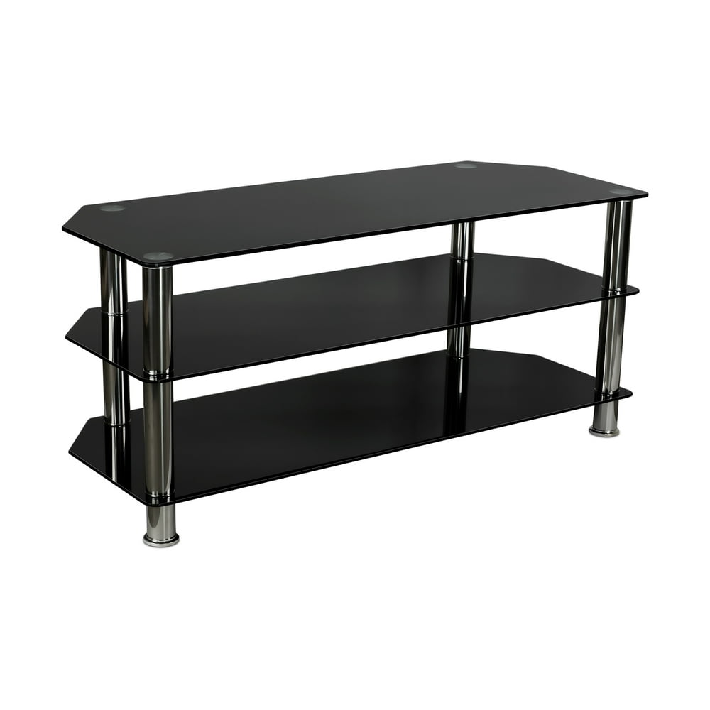 MountIt! Glass TV Stand For Flat Screen Televisions Fits 4060 Inch TVs Black