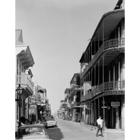USA  Louisiana  New Orleans  French Quarter  looking down Royal Street with Heine House on right Poster Print (24 x
