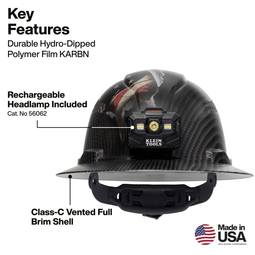 Klein Tools Freedom Series Karbn Pattern Hard Hat Vented Full Brim Class C