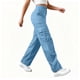 thumbnail image 4 of Pantalones de Cintura Elástica para Mujeres Color Sólido Pantalones de Cintura Alta de Longitud Completa con Bolsillos, 4 of 7