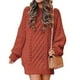 thumbnail image 2 of Otoño e invierno mujer Casaul sólido manga larga tejer cuello redondo suéter vestidos Fridja yut1743, 2 of 9