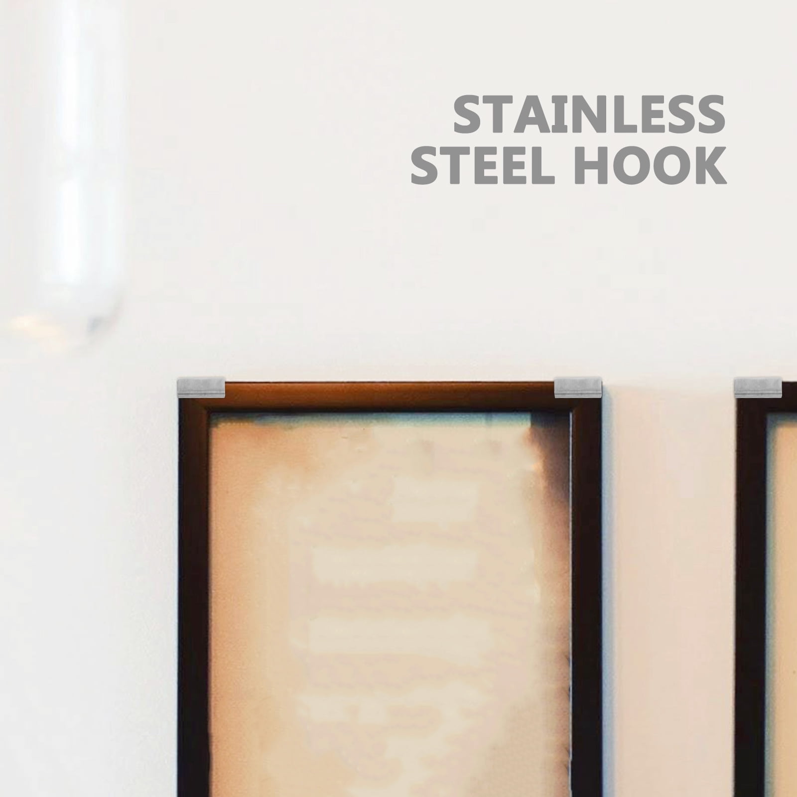 Hemoton 20 pcs Stainless Steel Tile Display Hanger Brackets with Mounting Screws, Wall Fastener J Hooks for Display Board Holder