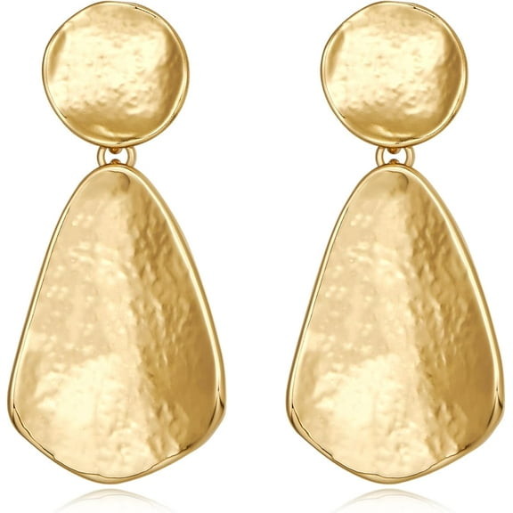 Faty-T Gold Earrings for Women Geometric Chunky Dangle Earring 18k Gold Plated Trendy Silvery Two-Tone Statement Jewelry