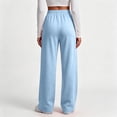 thumbnail image 3 of Baggy Sweatpants for Women Casual Wide Leg Drawstring High Waisted Lounge Athletic Sweat Track Pants with Pockets Light Blue L, 3 of 4