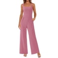 thumbnail image 1 of Mono PRETTYGARDEN sin mangas con escote cuadrado y pierna ancha XXL rosa, 1 of 8