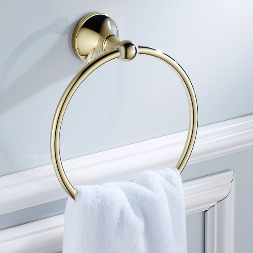 Luxury Gold Brass Wall Mounted Round Towel Ring Holder Rail Towel Holder 