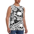 thumbnail image 2 of Uemuo Skull and palm leaves Pattern Men's Sleeveless T-Shirt,Muscle Athletic Tank Top, Moisture-wicking Quick-dry Breathable Classic Tee Top for Gym Run Outdoor Sports-X-Large, 2 of 8