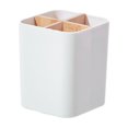 thumbnail image 1 of Portacepillos para baño de cuatro ranuras para pasta dentírica y porta lápices de madera caja de almacenamiento, 1 of 8