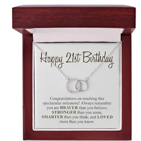 21st Birthday Gift for Her, Happy 21st Birthday, Gifts for 21st Birthday, Necklace for Daughter from Mom and Dad With Message Card