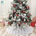 thumbnail image 2 of Deago Christmas Tree Skirt 48 Inches Snowy Pattern Large Christmas Tree Mat with Merry Christmas Stocking for Xmas Holiday Decoration Indoor Outdoor (Silver), 2 of 9