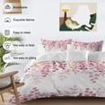 thumbnail image 4 of Pink Eucalyptus Leaves Duvet Cover Set, Summer Botanical Watercolor Soft Duvet Cover Twin Size Bedding Set 4 Pieces, 1 Quiltcover and 2 Pillowcases with Zipper, 1 Bed Sheet for All Seasons, 4 of 9