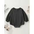 thumbnail image 2 of hirigin Infant Baby Girls Boys Romper Solid Color Long Sleeve Round Neck Jumpsuits Autumn Winter Casual Bodysuits, 2 of 8