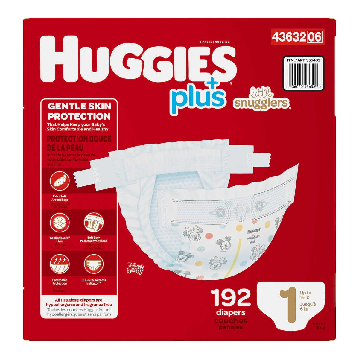 Huggies Plus Diapers Sizes 1 – 2 – One Color, 1 (8-14 lb/4-6 kg)