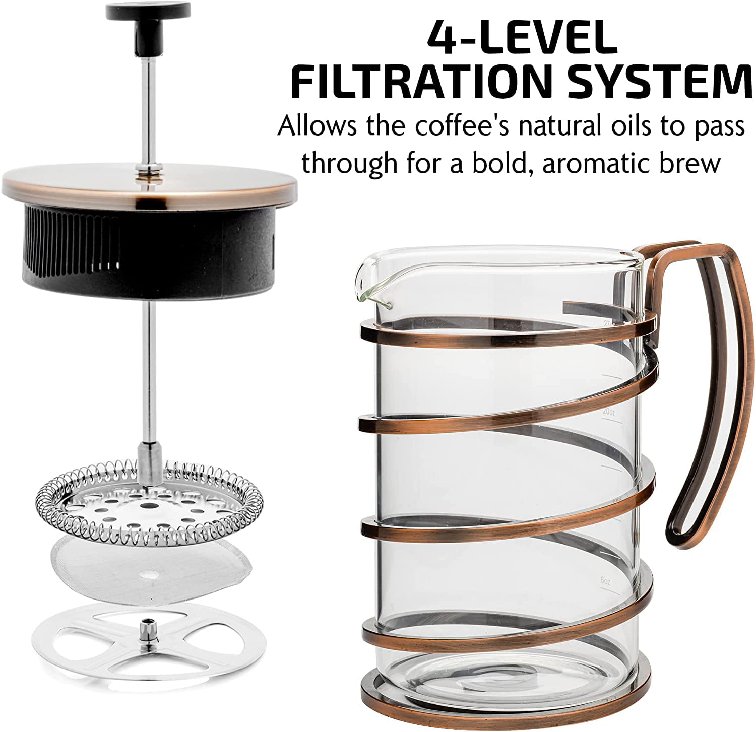 OVENTE 1.5-Cup Glass French Press Coffee and Tea Maker with Heat