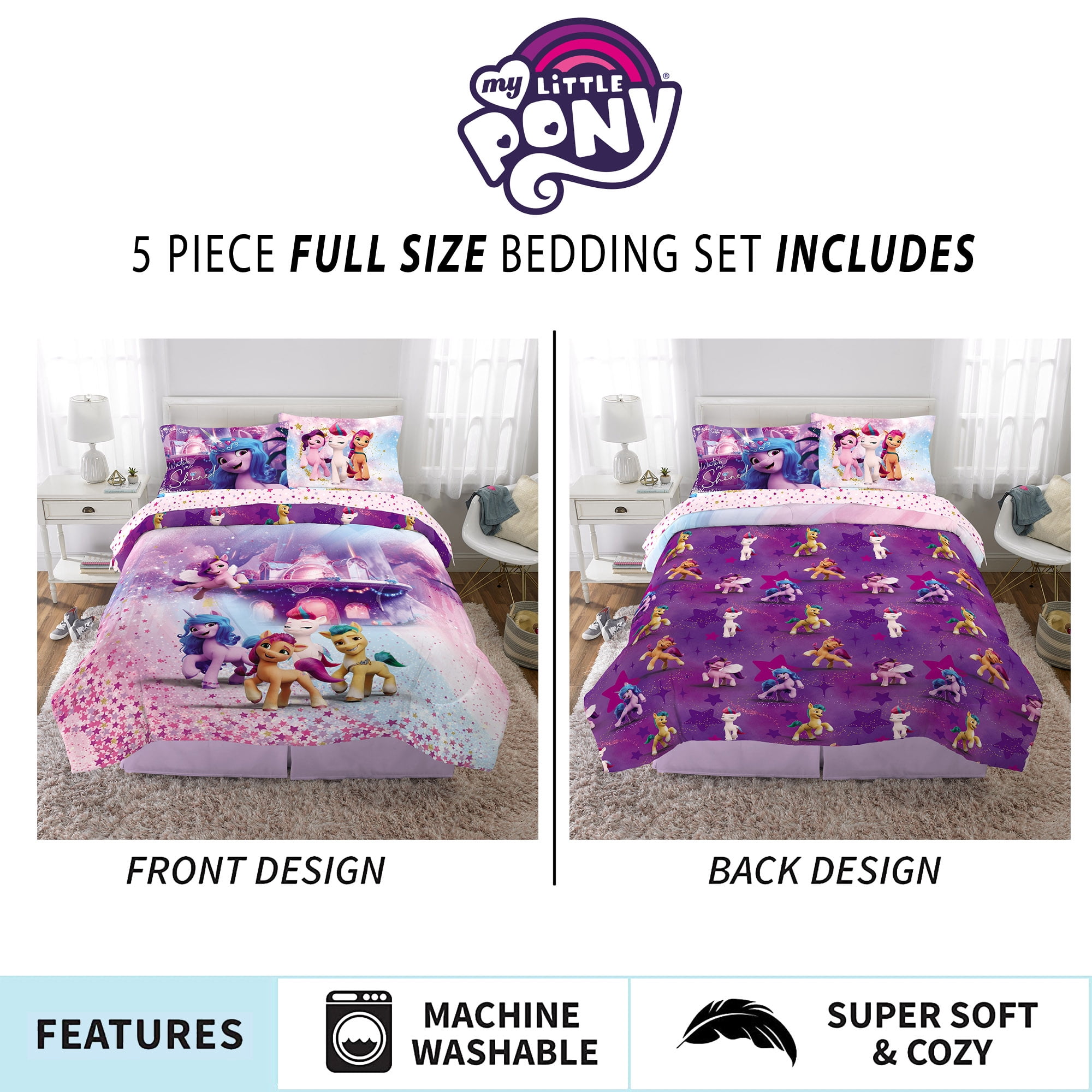 My Little Pony Kids Full Bed in a Bag, Comforter and Sheets