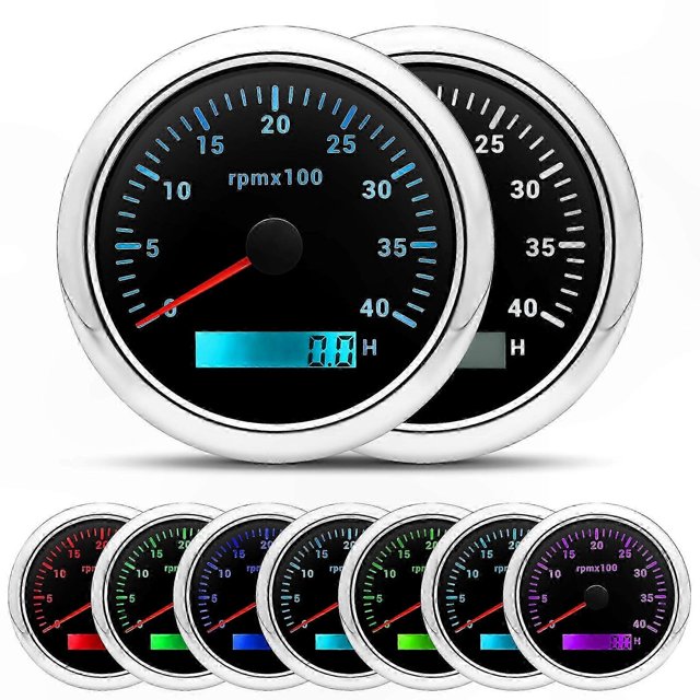 Digital Tachometer 85MM 3000-8000 RPM Engine Speed Meter with 7-Color Backlight LCD for Car Boat Marine Yacht RV