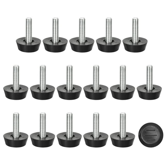 Unique Bargains Adjustable Furniture Levelers, 16Pack M6x20x23mm Furniture Leveling Leg Screw in Threaded for Table, Chair