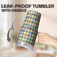thumbnail image 5 of 20oz Geometric Design Double Wall Travel Mug with Handle, Stainless Steel Insulated Coffee Tumbler Leak Proof Lid, 5 of 5