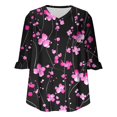 thumbnail image 4 of MaFYtyTPR Women's Casual Tops 3/4 Sleeve Fashion Ladies's Printing V-Neck Ruffled Shaped Sleeves Comfy Loose Bloues, 4 of 5
